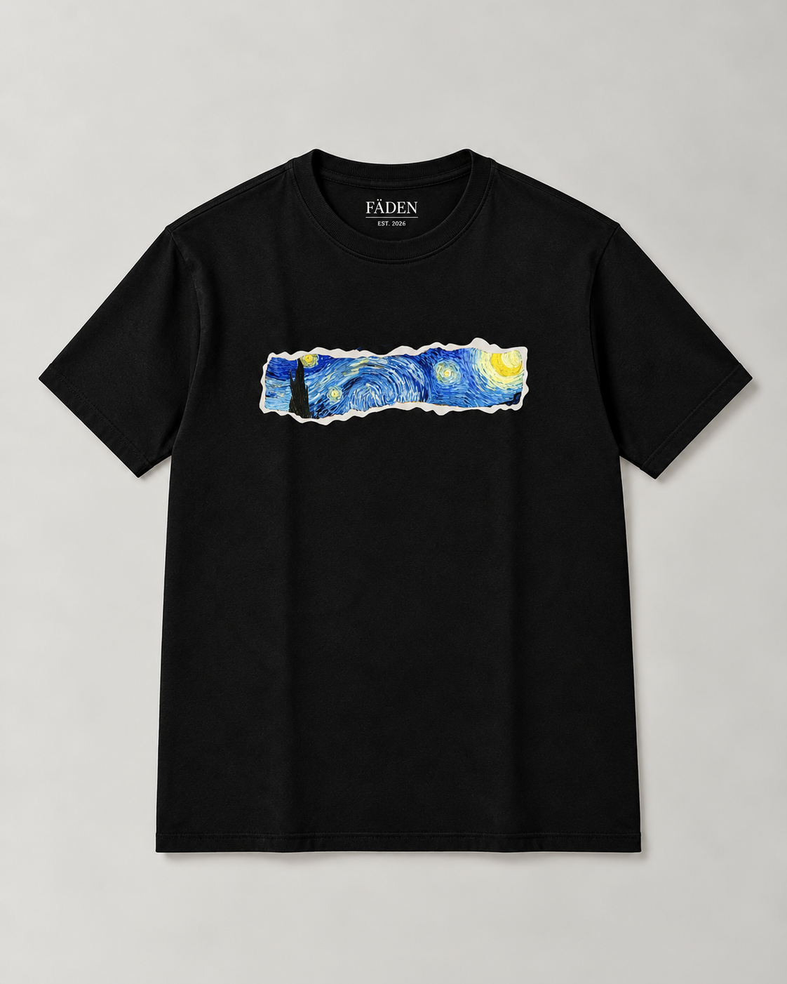 Starry Night Black Regular Fit T-Shirt | FÄDEN