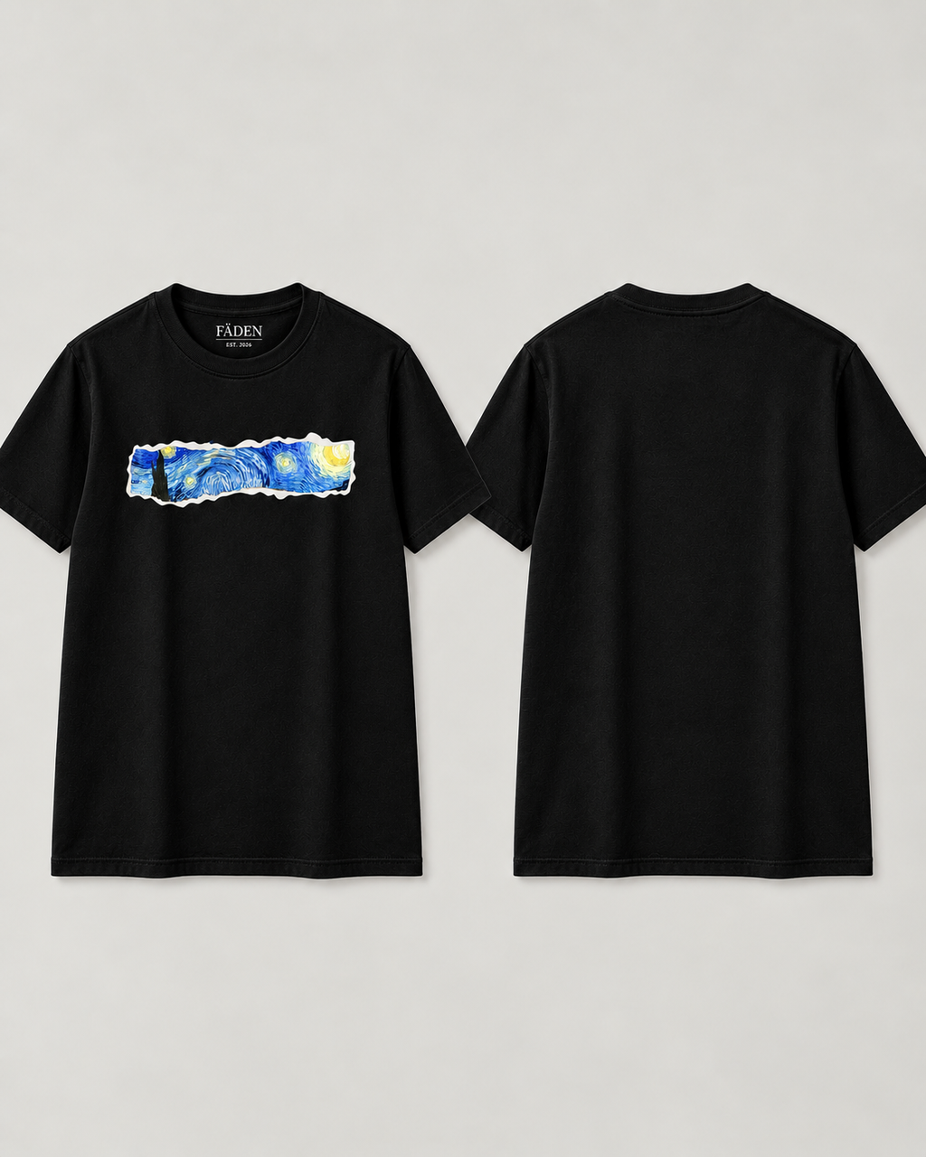 Starry Night Black Regular Fit T-Shirt | FÄDEN