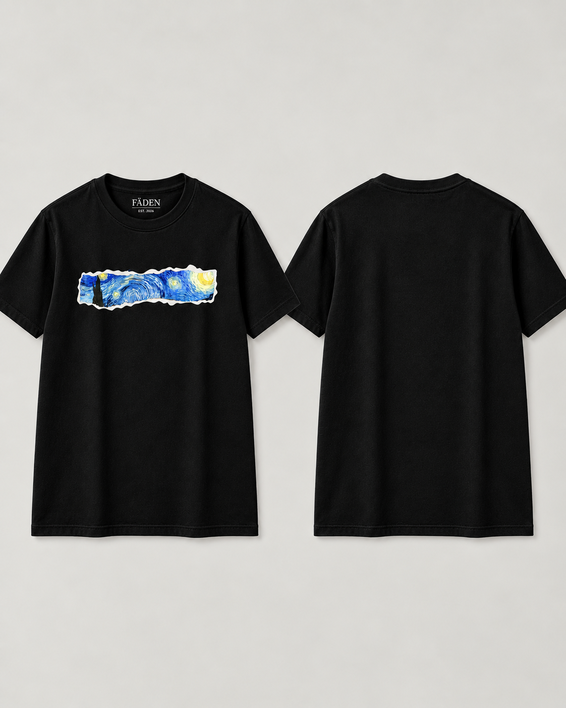 Starry Night Black Regular Fit T-Shirt | FÄDEN