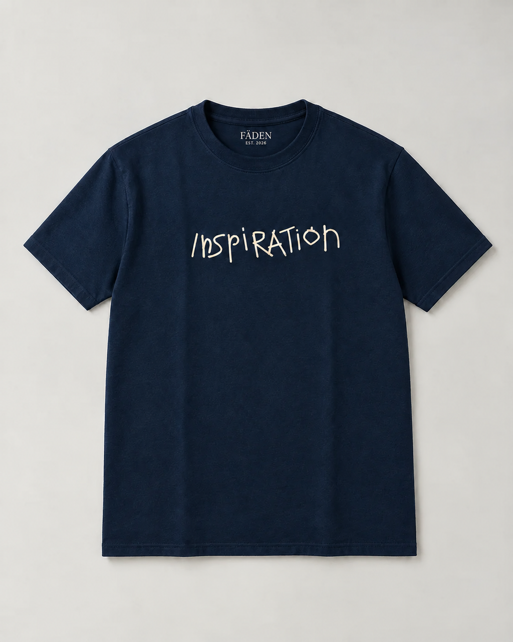 Inspiration Navy Blue Regular Fit T-Shirt | Cream Graphic Print | FÄDEN